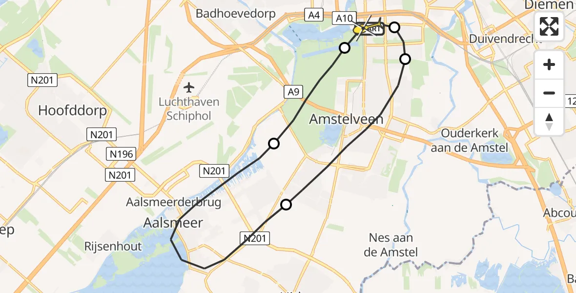 Routekaart van de vlucht: Lifeliner 1 naar VU Medisch Centrum Amsterdam