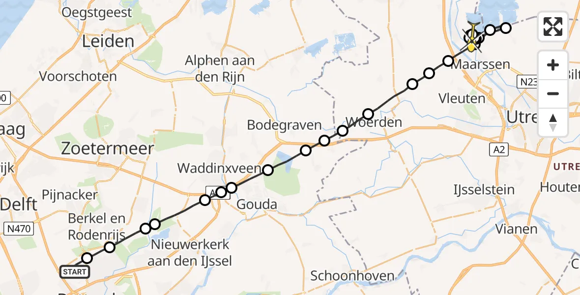 Routekaart van de vlucht: Lifeliner 2 naar Breukelen