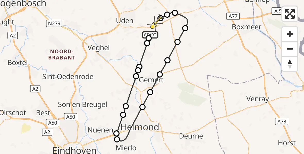 Routekaart van de vlucht: Lifeliner 3 naar Vliegbasis Volkel