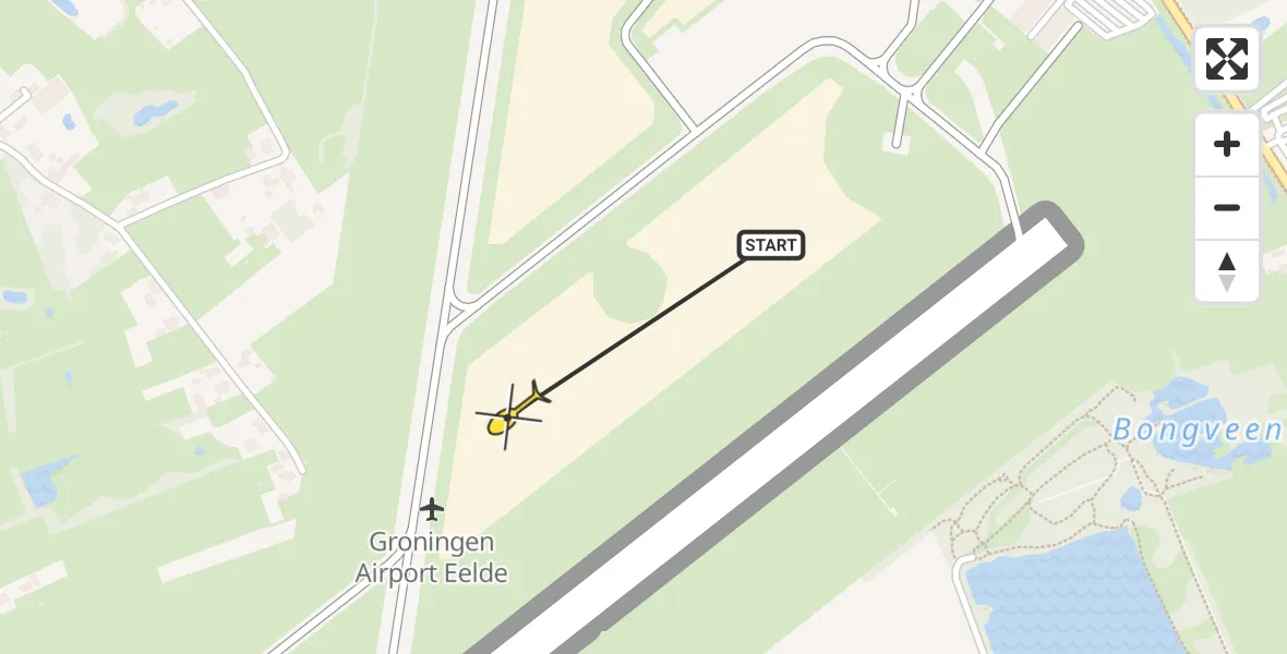 Routekaart van de vlucht: Traumahelikopter naar Groningen Airport Eelde