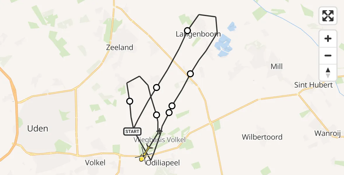 Routekaart van de vlucht: Lifeliner 3 naar Vliegbasis Volkel