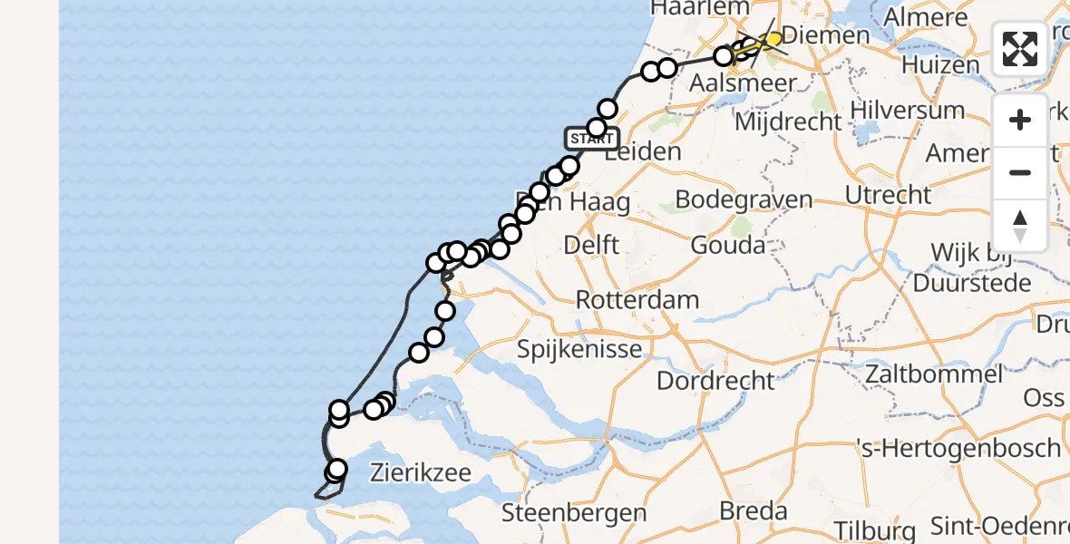 Routekaart van de vlucht: Politiehelikopter naar Badhoevedorp