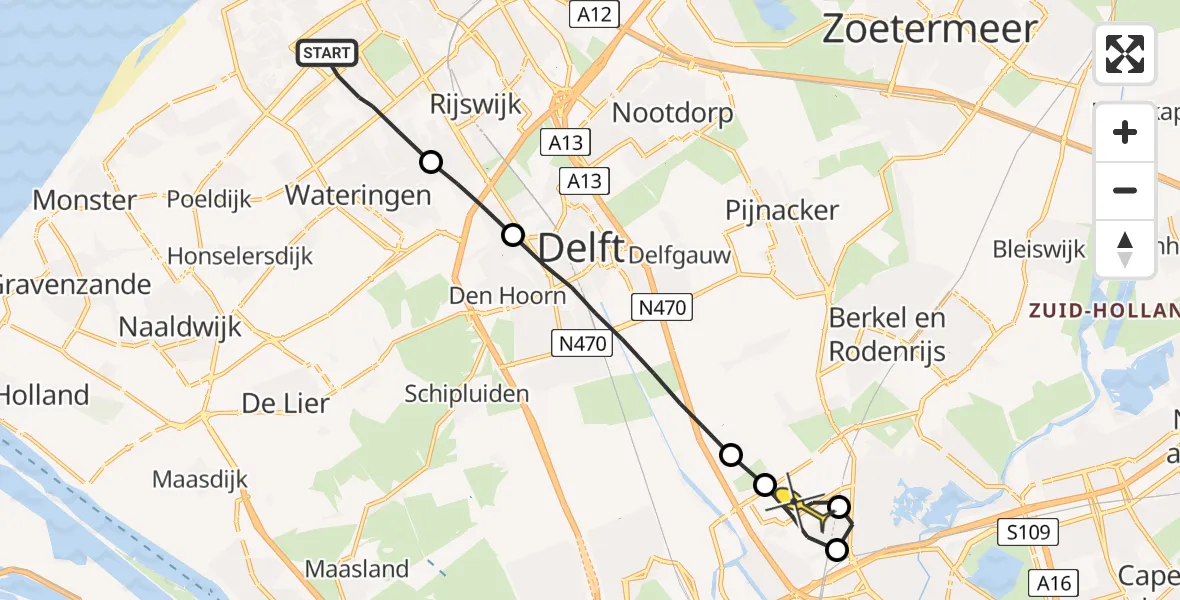 Routekaart van de vlucht: Lifeliner 2 naar Rotterdam The Hague Airport