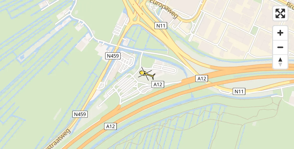 Routekaart van de vlucht: Politiehelikopter naar Bodegraven