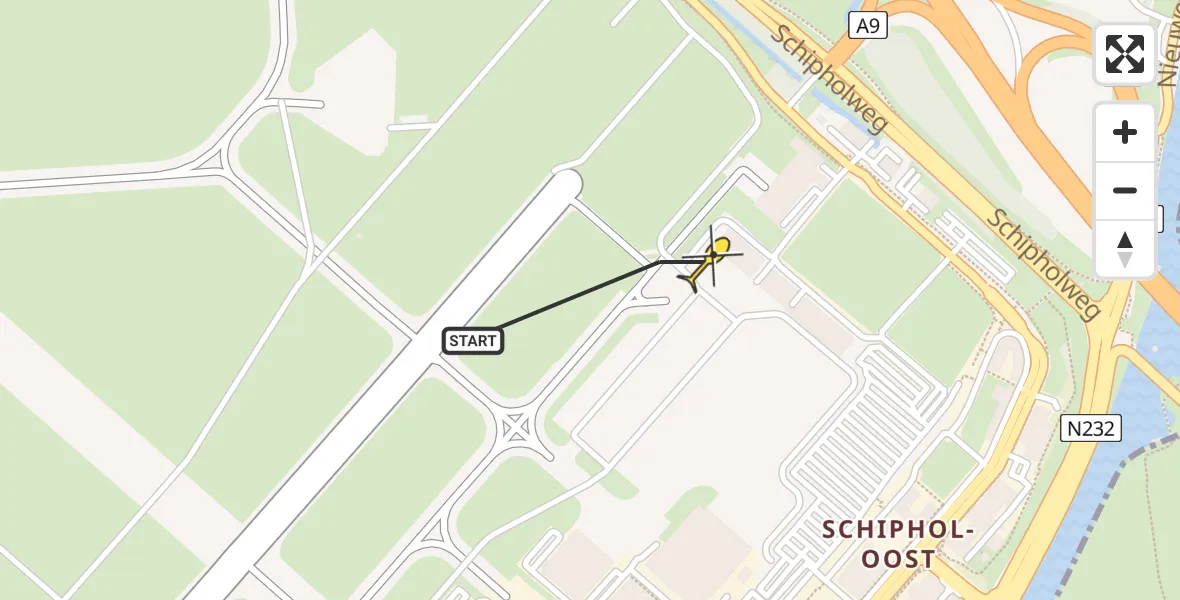 Vluchtroute Politiehelikopter van Schiphol naar Schiphol