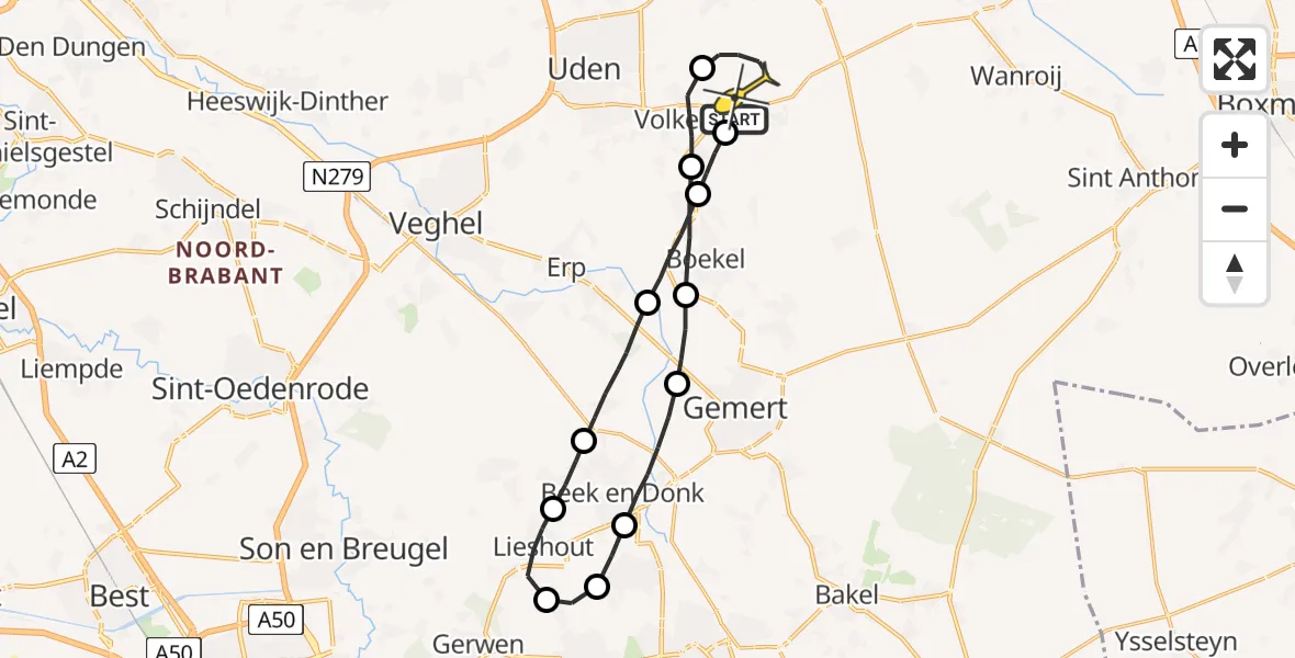 Routekaart van de vlucht: Lifeliner 3 naar Vliegbasis Volkel