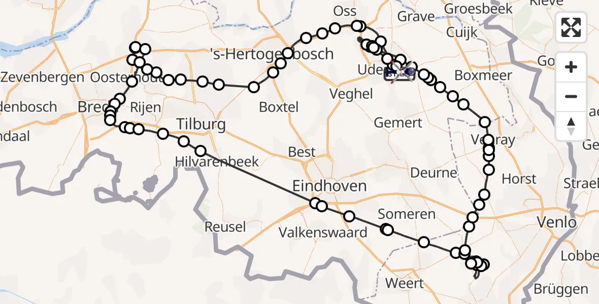 Vluchtroute Politiehelikopter Vliegbasis Volkel - Vliegbasis Volkel, 30 juni 2023, 18:04