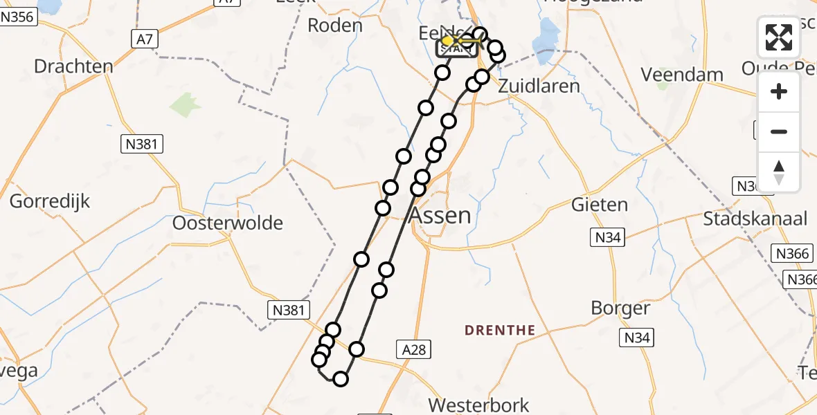 Routekaart van de vlucht: Lifeliner 4 naar Groningen Airport Eelde