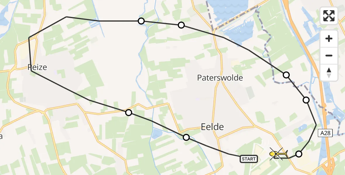 Routekaart van de vlucht: Lifeliner 4 naar Groningen Airport Eelde