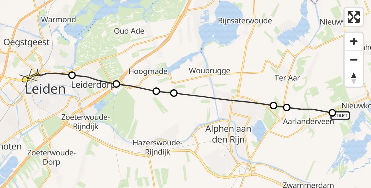 Routekaart van de vlucht: Lifeliner 1 naar Leiden