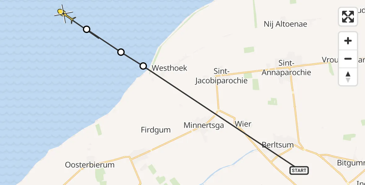 Routekaart van de vlucht: Ambulancehelikopter naar Formerum