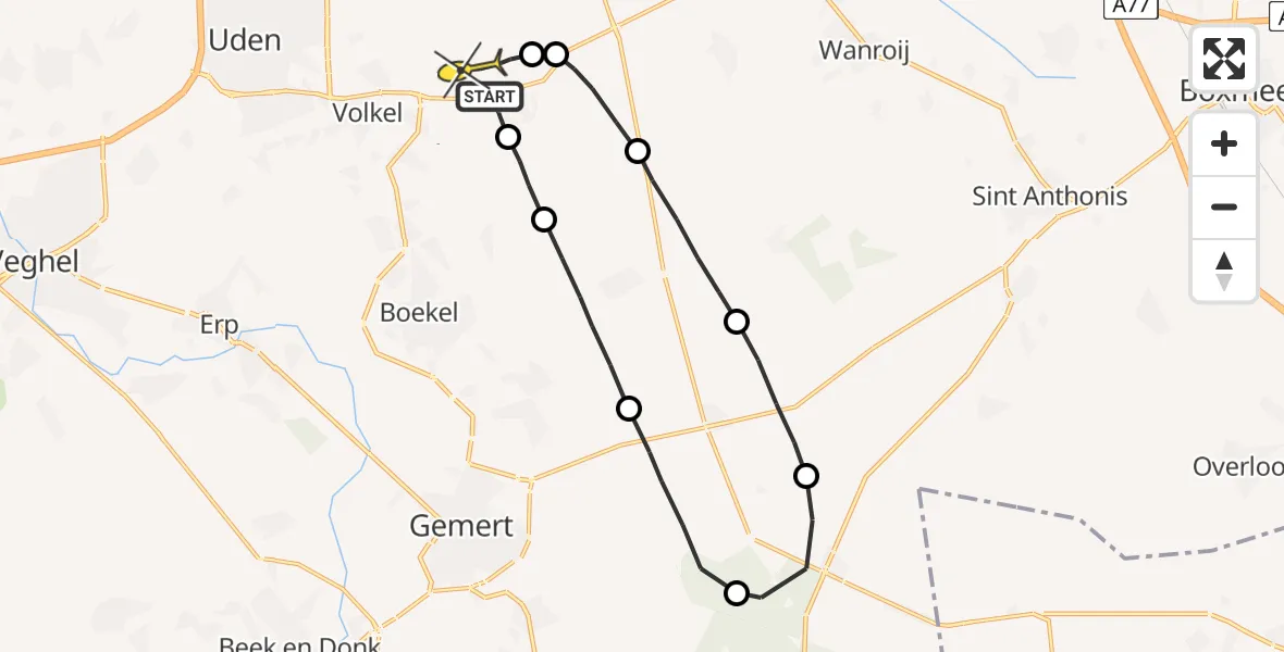 Routekaart van de vlucht: Lifeliner 3 naar Vliegbasis Volkel