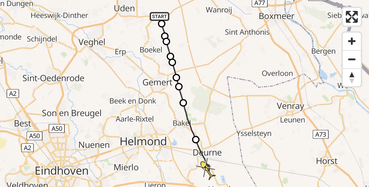 Routekaart van de vlucht: Lifeliner 3 naar Deurne