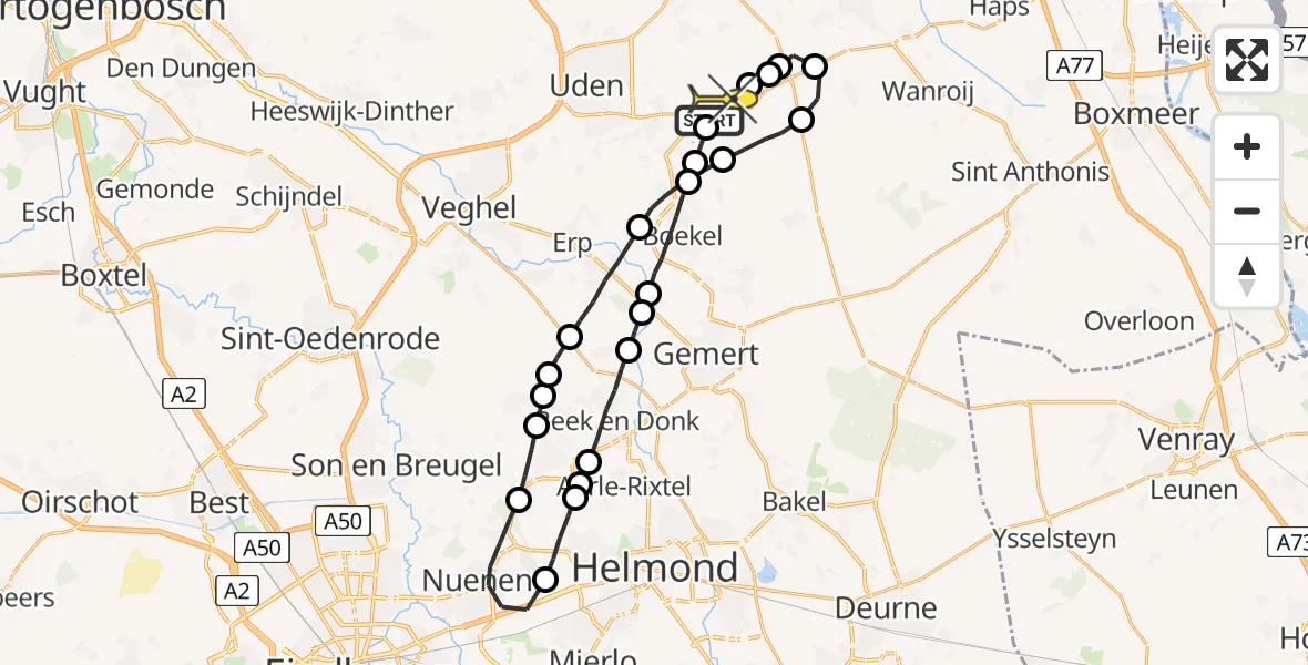 Routekaart van de vlucht: Lifeliner 3 naar Vliegbasis Volkel