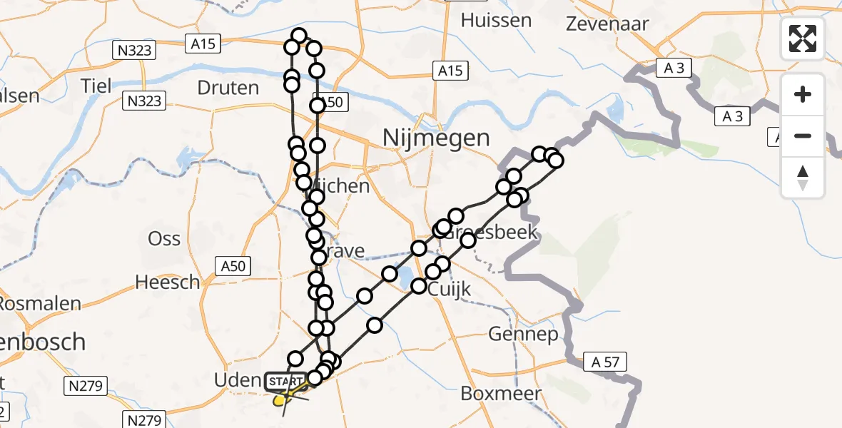 Routekaart van de vlucht: Lifeliner 3 naar Vliegbasis Volkel