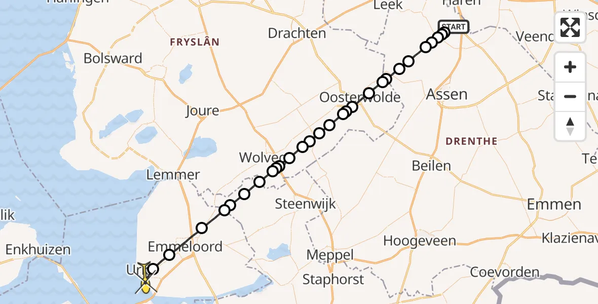 Routekaart van de vlucht: Lifeliner 4 naar Urk