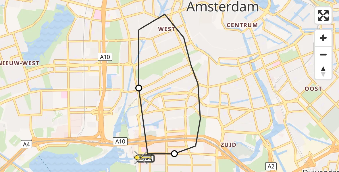 Routekaart van de vlucht: Lifeliner 1 naar VU Medisch Centrum Amsterdam