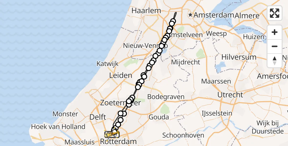 Vluchtroute Traumahelikopter Rotterdam The Hague Airport - Rotterdam The Hague Airport, 01 juli 2023, 14:14