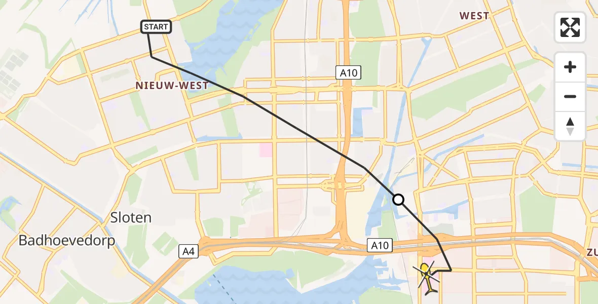 Routekaart van de vlucht: Lifeliner 1 naar VU Medisch Centrum Amsterdam