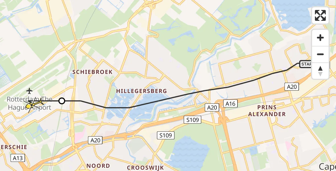 Routekaart van de vlucht: Lifeliner 2 naar Rotterdam The Hague Airport