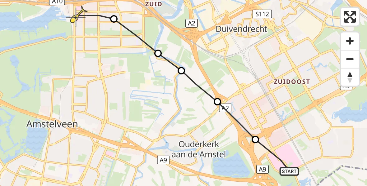 Routekaart van de vlucht: Lifeliner 1 naar VU Medisch Centrum Amsterdam