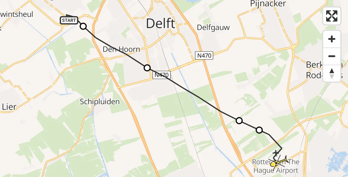 Routekaart van de vlucht: Lifeliner 2 naar Rotterdam The Hague Airport