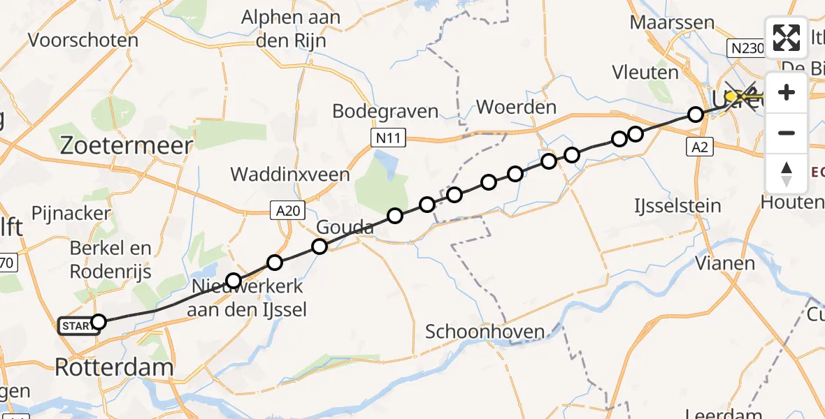 Routekaart van de vlucht: Lifeliner 2 naar Utrecht