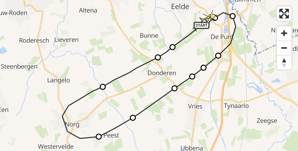 Routekaart van de vlucht: Lifeliner 4 naar Groningen Airport Eelde