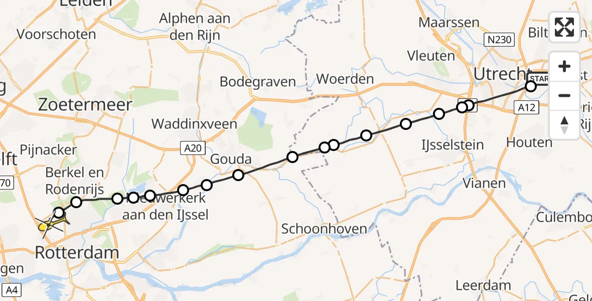 Routekaart van de vlucht: Lifeliner 2 naar Rotterdam The Hague Airport