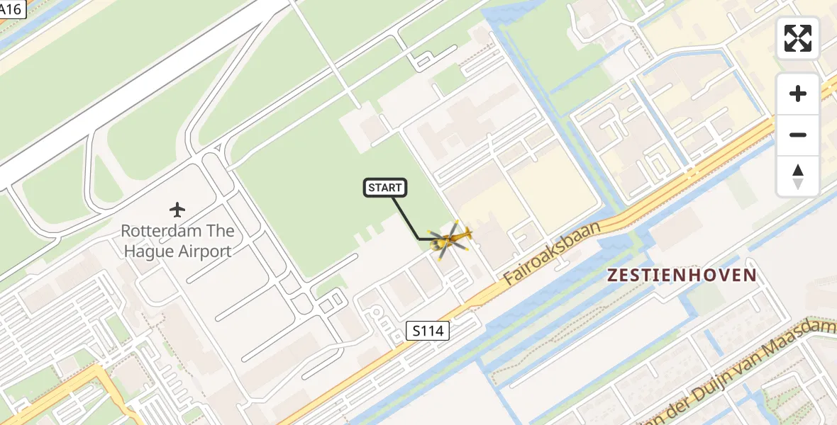 Vluchtroute Traumahelikopter Rotterdam The Hague Airport - Rotterdam The Hague Airport, 01 juli 2023, 23:45