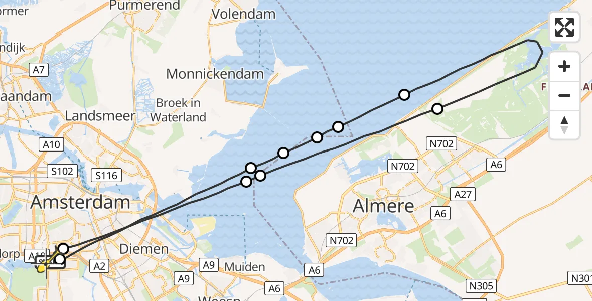 Routekaart van de vlucht: Lifeliner 1 naar VU Medisch Centrum Amsterdam