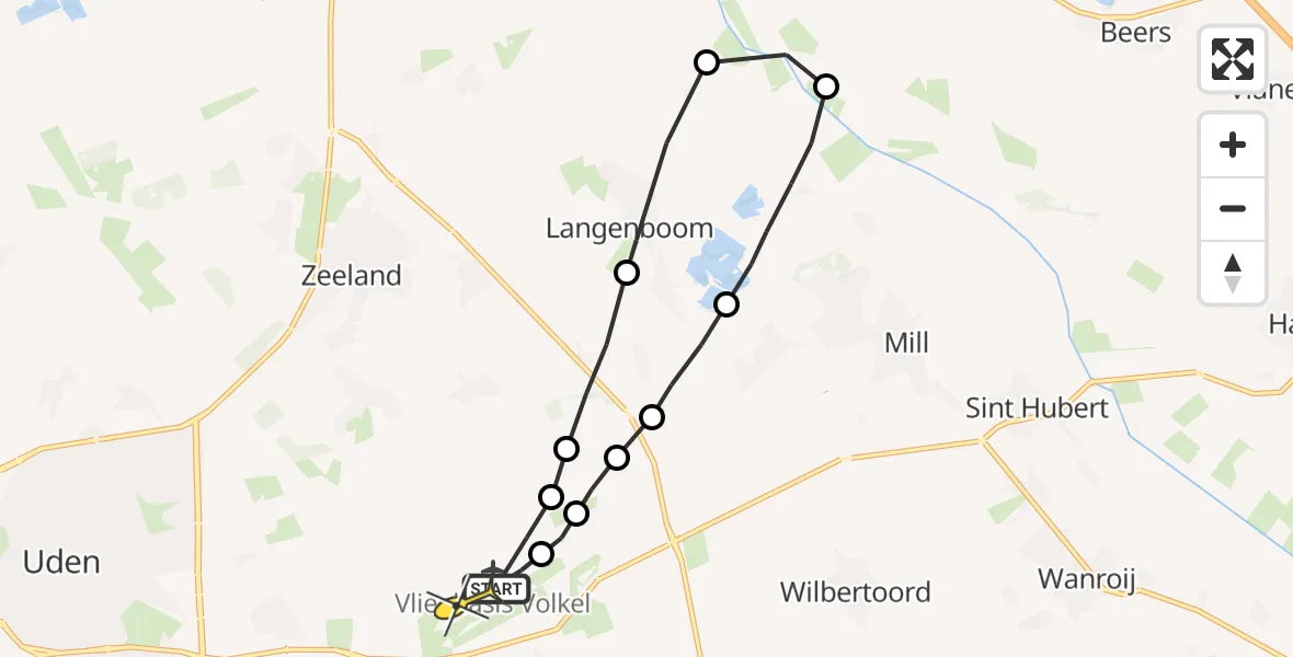 Routekaart van de vlucht: Lifeliner 3 naar Vliegbasis Volkel