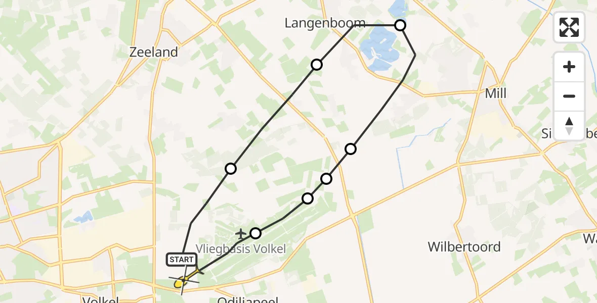 Routekaart van de vlucht: Lifeliner 3 naar Vliegbasis Volkel