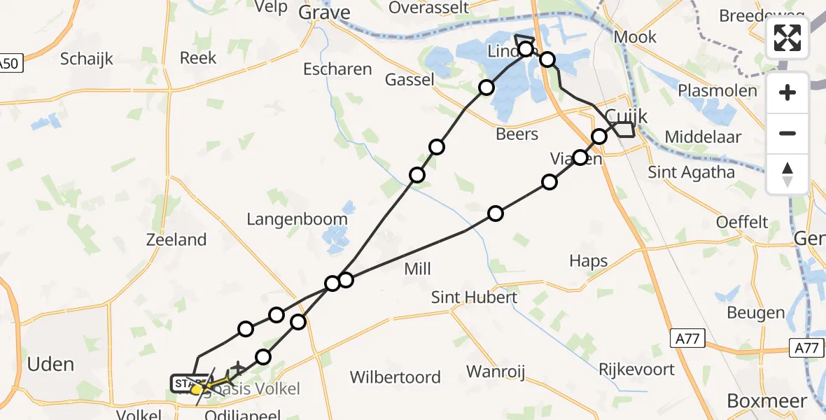 Routekaart van de vlucht: Lifeliner 3 naar Vliegbasis Volkel