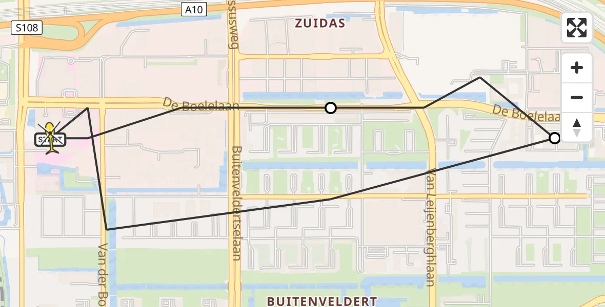 Routekaart van de vlucht: Lifeliner 1 naar VU Medisch Centrum Amsterdam