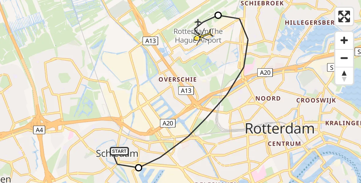 Routekaart van de vlucht: Lifeliner 2 naar Rotterdam The Hague Airport