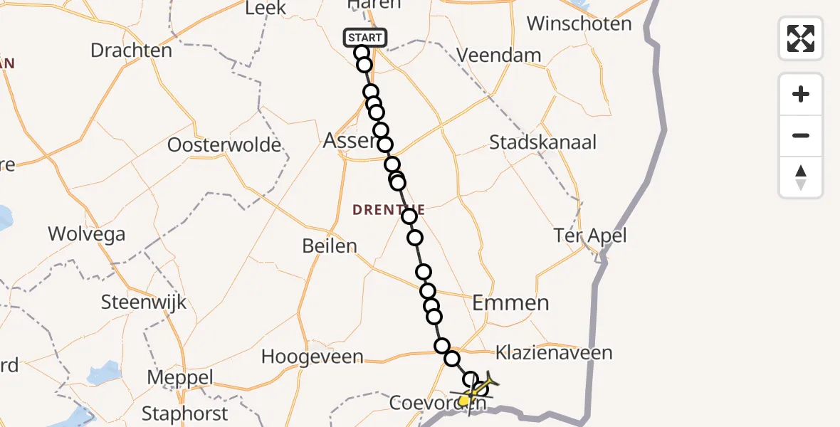 Routekaart van de vlucht: Lifeliner 4 naar Stieltjeskanaal