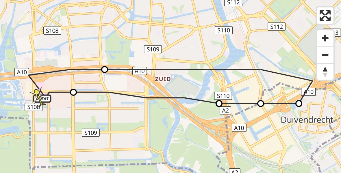 Routekaart van de vlucht: Lifeliner 1 naar VU Medisch Centrum Amsterdam