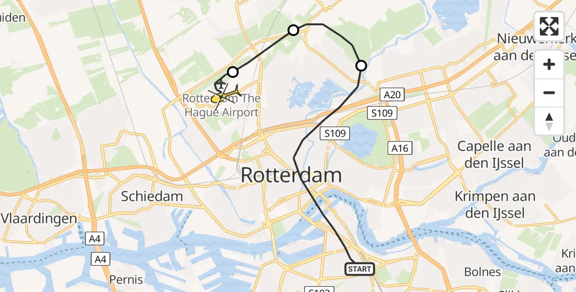 Routekaart van de vlucht: Lifeliner 2 naar Rotterdam The Hague Airport