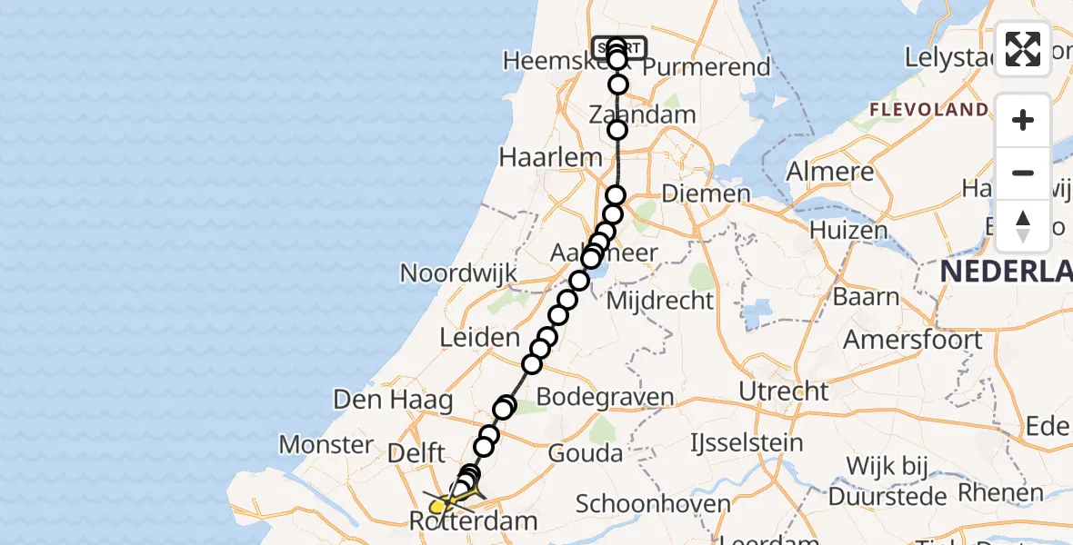 Routekaart van de vlucht: Lifeliner 2 naar Rotterdam The Hague Airport