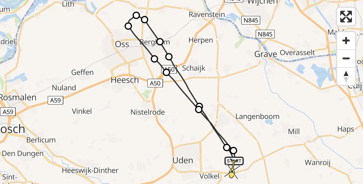 Routekaart van de vlucht: Lifeliner 3 naar Vliegbasis Volkel