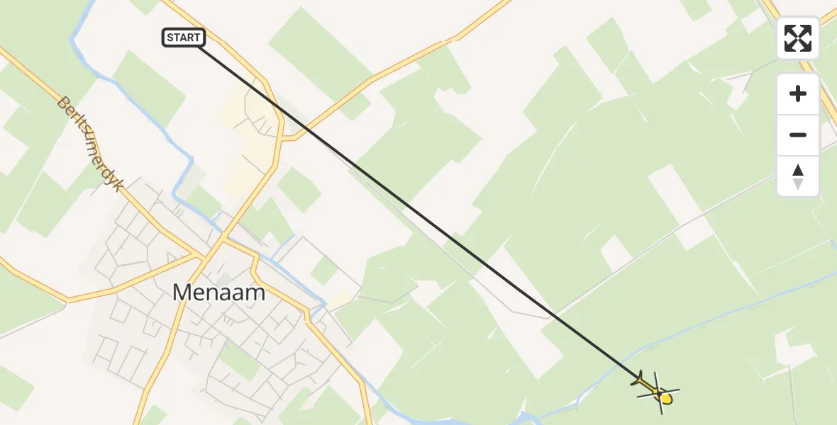 Routekaart van de vlucht: Ambulanceheli naar Menaam
