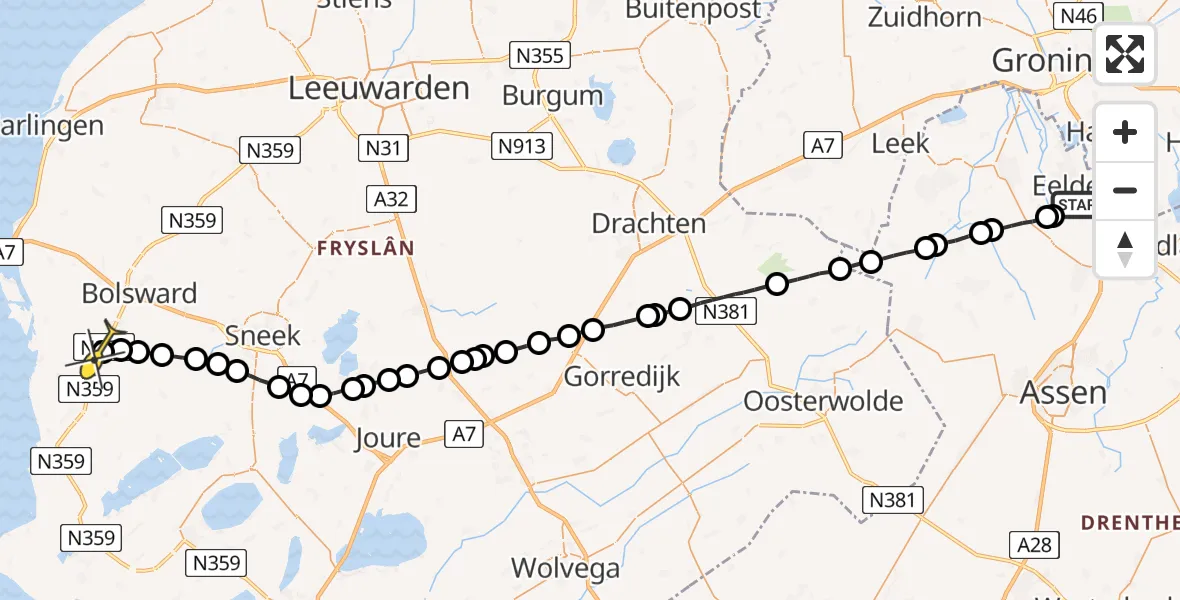 Routekaart van de vlucht: Lifeliner 4 naar Parrega