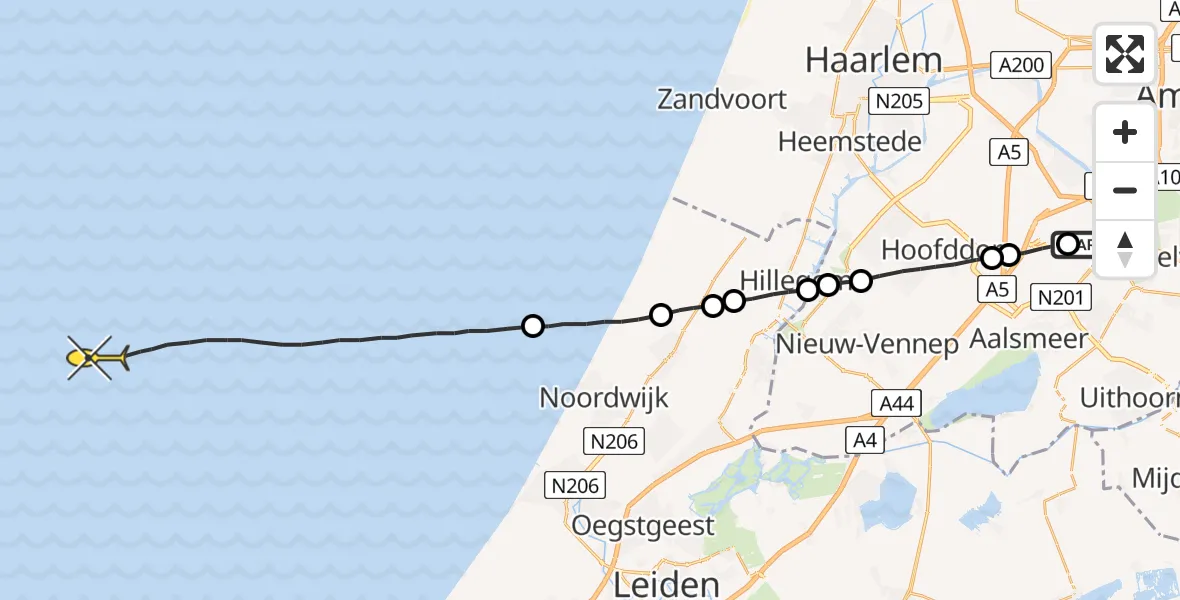 Routekaart van de vlucht: Politieheli naar 