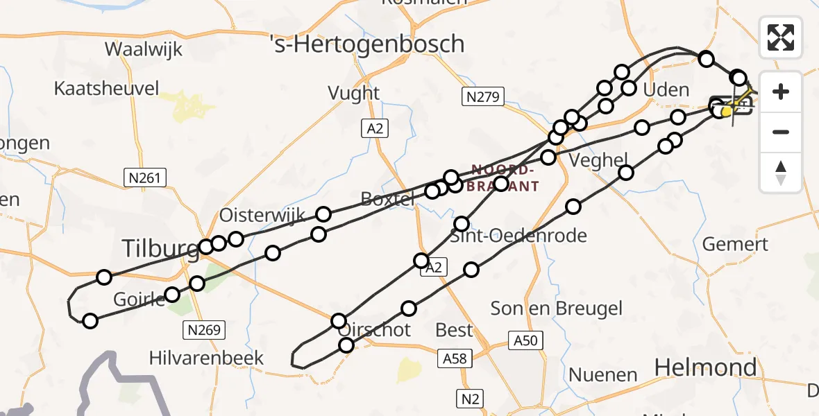 Routekaart van de vlucht: Lifeliner 3 naar Vliegbasis Volkel