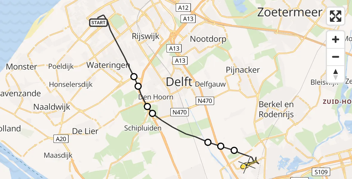 Routekaart van de vlucht: Lifeliner 2 naar Rotterdam The Hague Airport