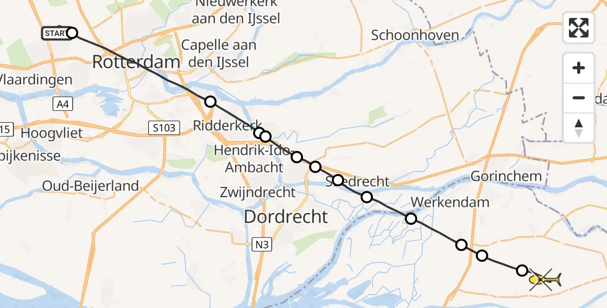 Routekaart van de vlucht: Lifeliner 2 naar Babyloniënbroek