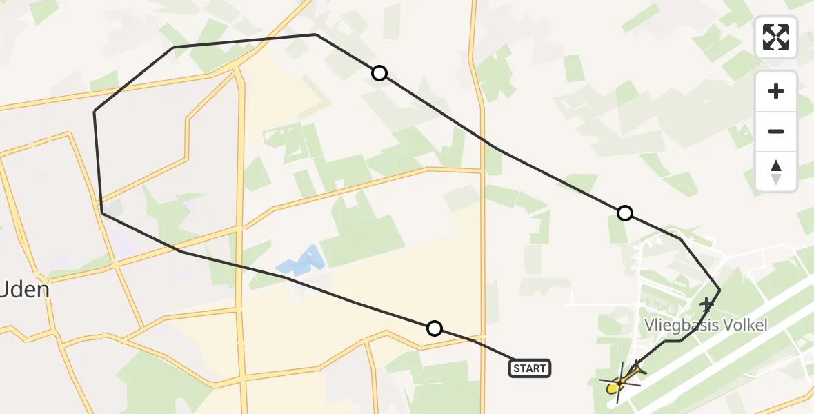 Routekaart van de vlucht: Lifeliner 3 naar Vliegbasis Volkel