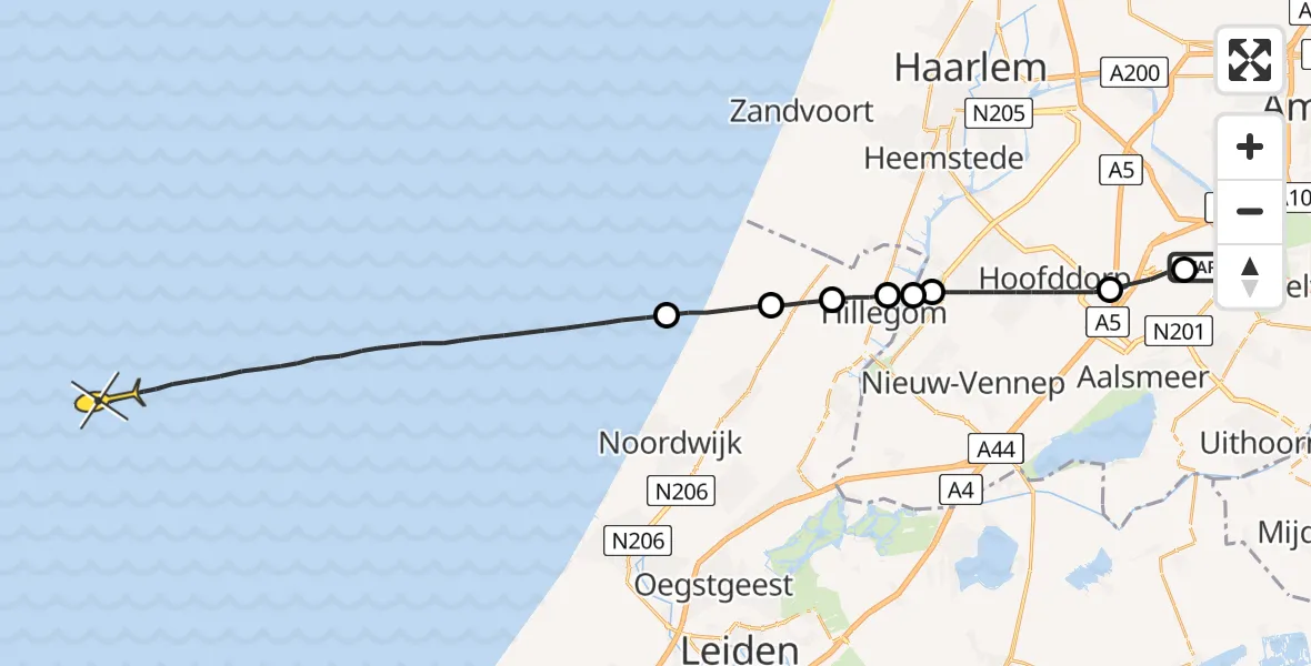 Routekaart van de vlucht: Politieheli naar 