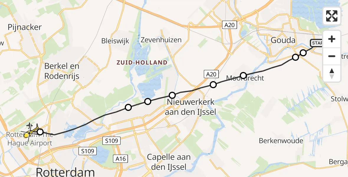 Routekaart van de vlucht: Lifeliner 2 naar Rotterdam The Hague Airport